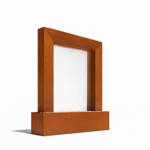 Corten steel Serenity Frame fountain, outdoor rain curtain water feature
