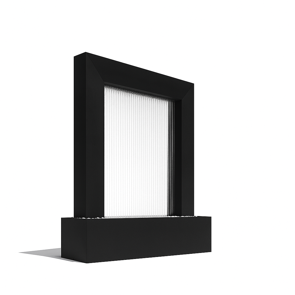 Black steel Serenity Frame Rain Curtain Fountain, contemporary outdoor fountain