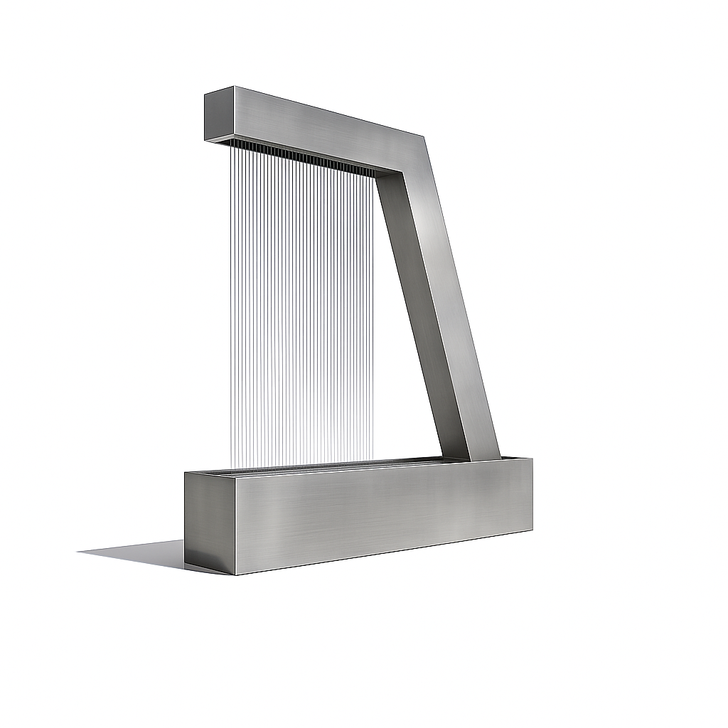Stainless steel Zura Flow Fountain, contemporary backyard rain curtain fountain