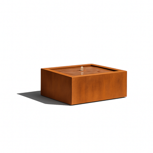 Mesa Square Fountain in corten steel, modern square outdoor water feature
