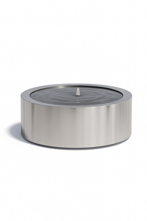 Mesa Circular Fountain in polished stainless steel, luxury circular fountain